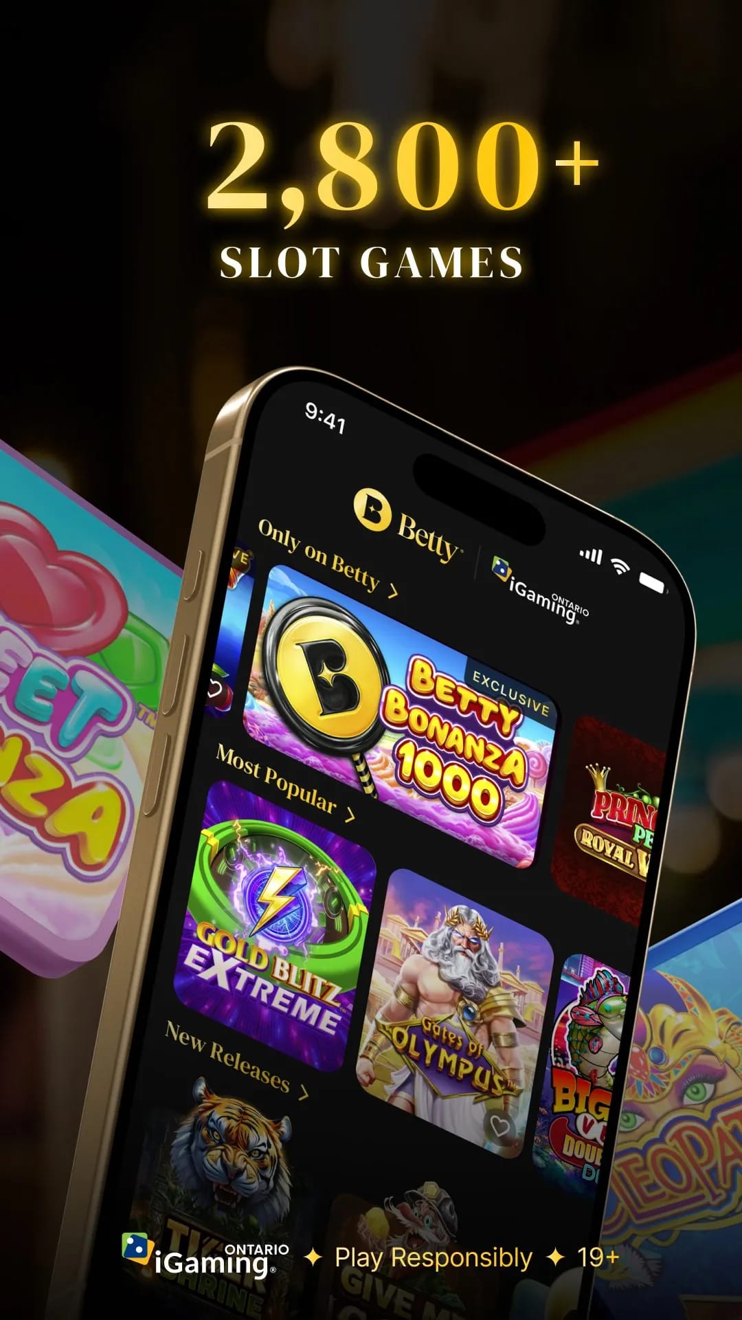 Betty Casino online casino features screen