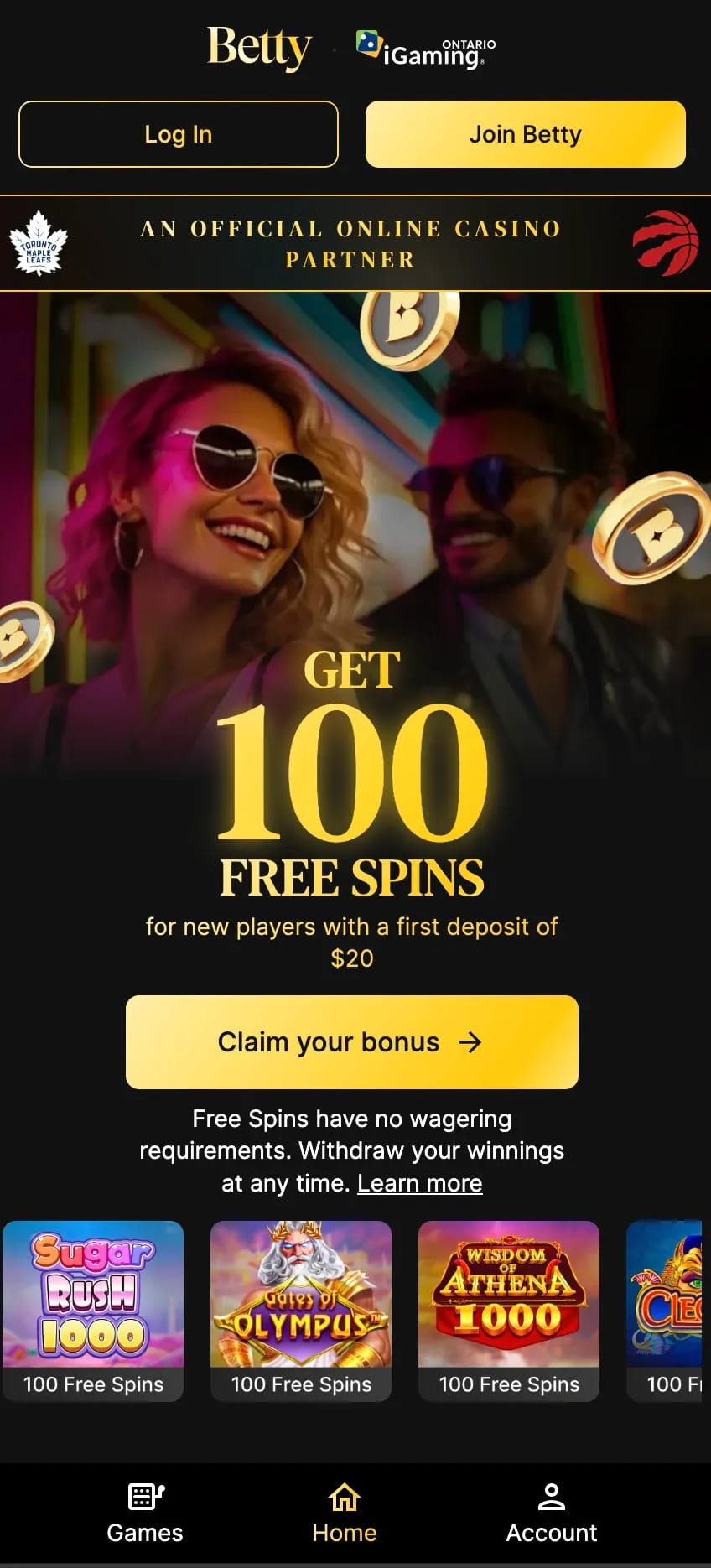 Betty Casino exciting features