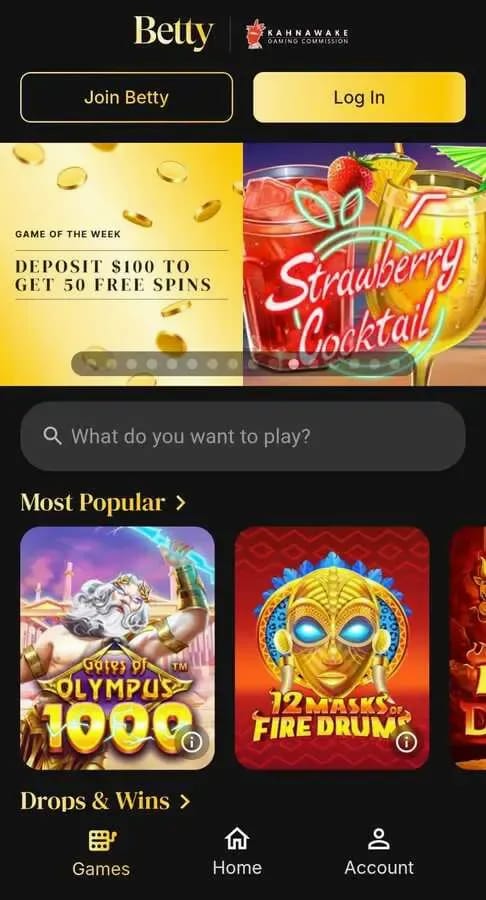 Page d'accueil Betty Casino : découvrez des fonctionnalités de casino passionnantes.